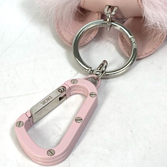Dior COOKIE cookie dog dog animal Bag Charm carabiner Key Holder Leather pink - Picture 8 of 8
